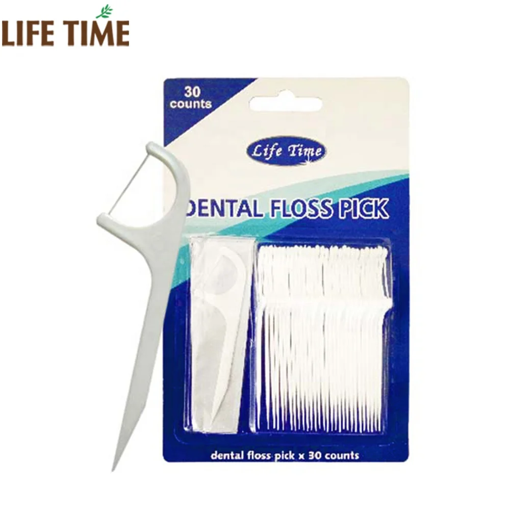 Tin box dental floss pick good quality easy carry plastic toothpicks with thread