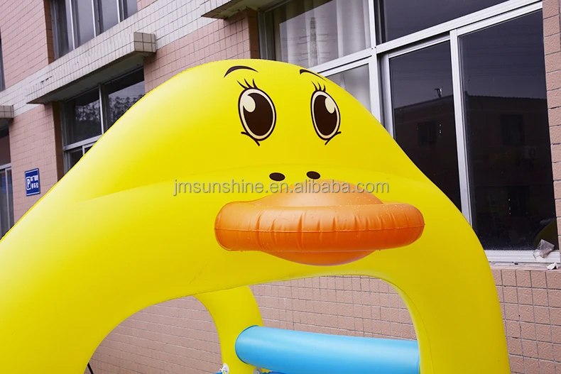 Vinyl yellow duck play house children inflatable pool ring toss game large kid inflatable pool with slide for indoor&outdoor