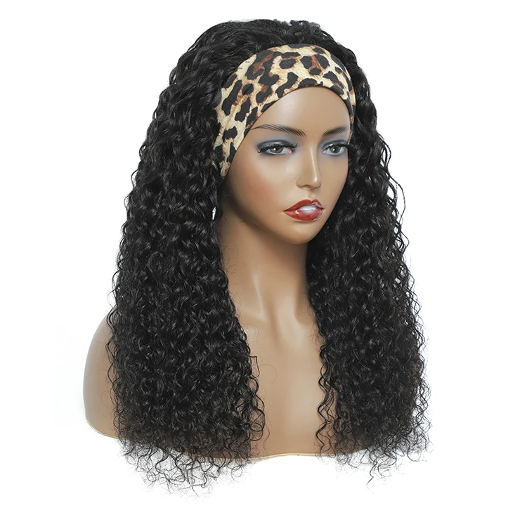 10A Grade 100% Brazilian Human Hair Wig Water Wave Headband Wig No Lace Front Hair Manufacturer Headband Wig