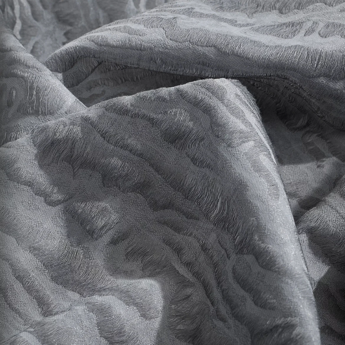 Turkish good quality elegant grey curtain fabric jacquard tulle ready made sheer curtain