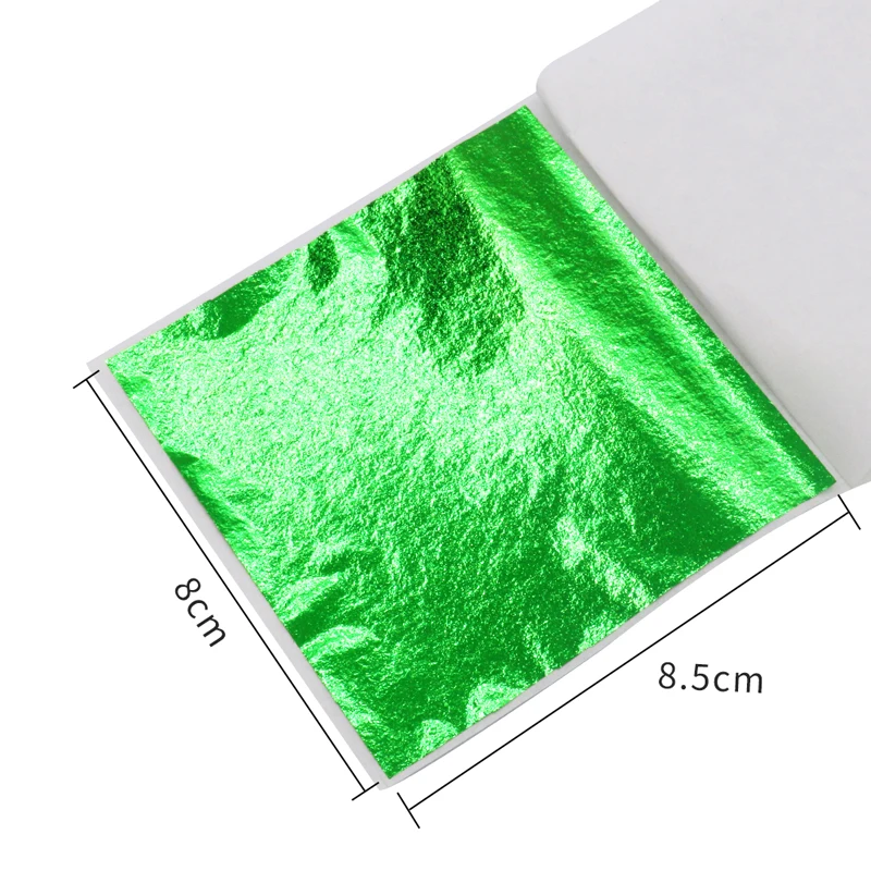 Kinno 8x8.5cm 100 Sheets/Pack Green Leaf Sheet for Frame Nail Crafts Furniture Art Decoration Taiwan Gold Leaf Green Paper Sheet