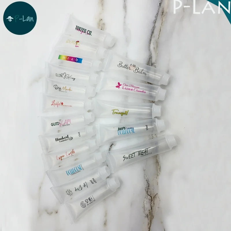 P-Lan Brand Stock 100pcs 10ml 15ml 20ml Wholesale Plastic Lip Gloss Squeeze Tube Custom Lip Gloss Tubes