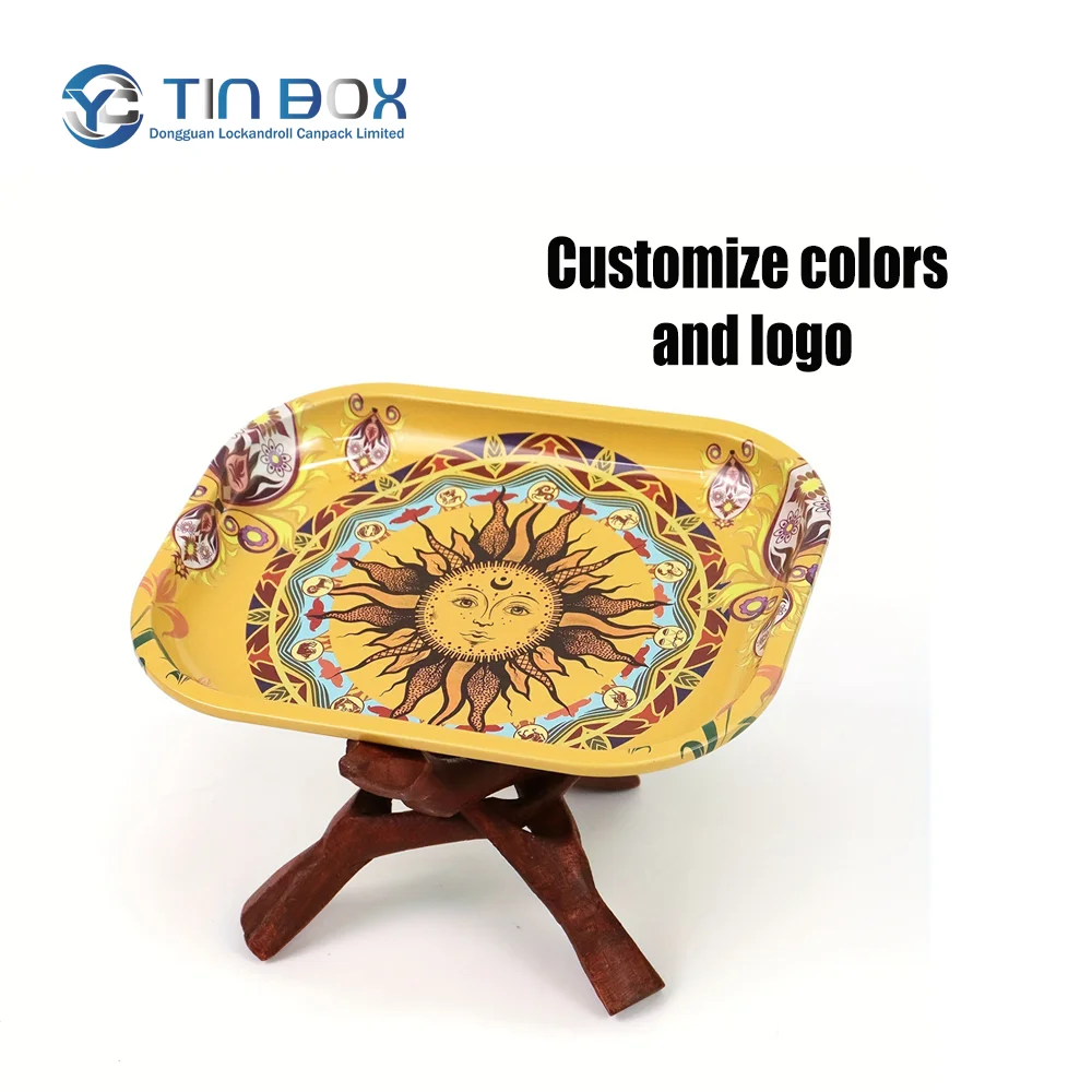 Customized Rolling Trays Cigarette Smoking Metal Tin Custom Logo Color Rolling Tray With Magnetic Lid