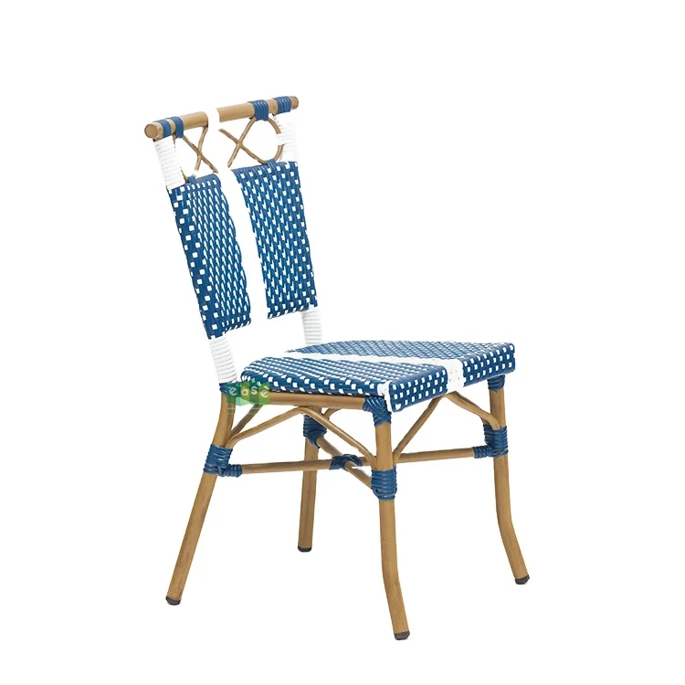 Wholesale outdoor rattan wicker paris cafe charis blue stackable (E6018)