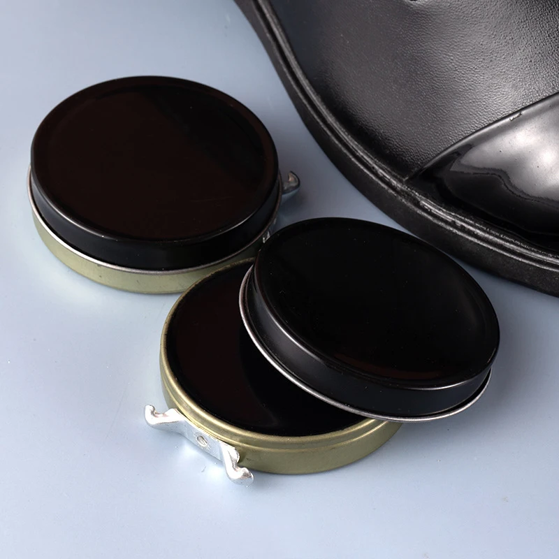2024 OEM Multiple Sizes Round Metal Solid Shoe Wax Black Brown Iron Storage tank  Box for Shoe Polish