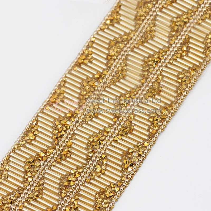 Wholesale Iron on  Glass Stone Rhinestone Crystal Sheet Decor Hotfix Flat Back Beaded Acrylic Trim for Sandal Handbags