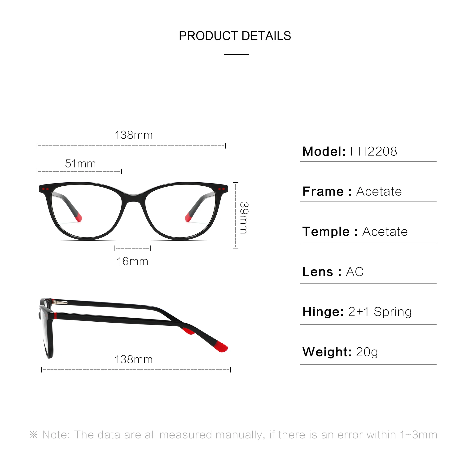CONCHEN famous brand eyeglasses frames good custom logo frames AC blue blocking lenses online in china