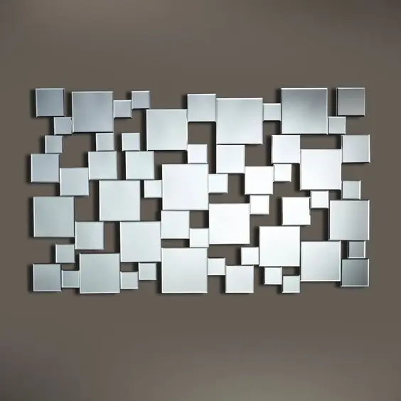 Elegant  Decorative Cluster rectangular  long large Wall Home Decor beveled silver art  Mirror