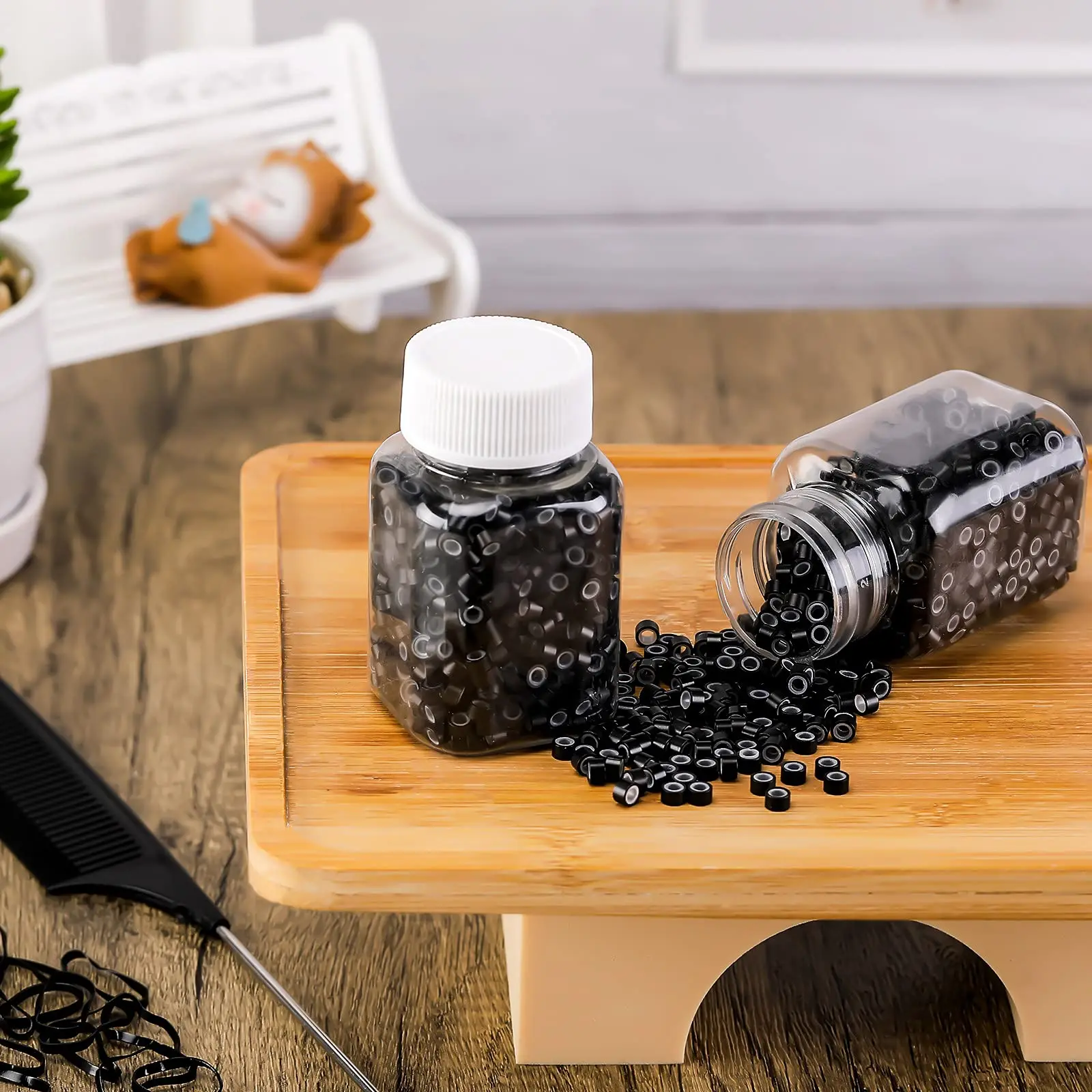 Wholesale 55 35 35 micro beads human hair extensions links silicone lined micro rings