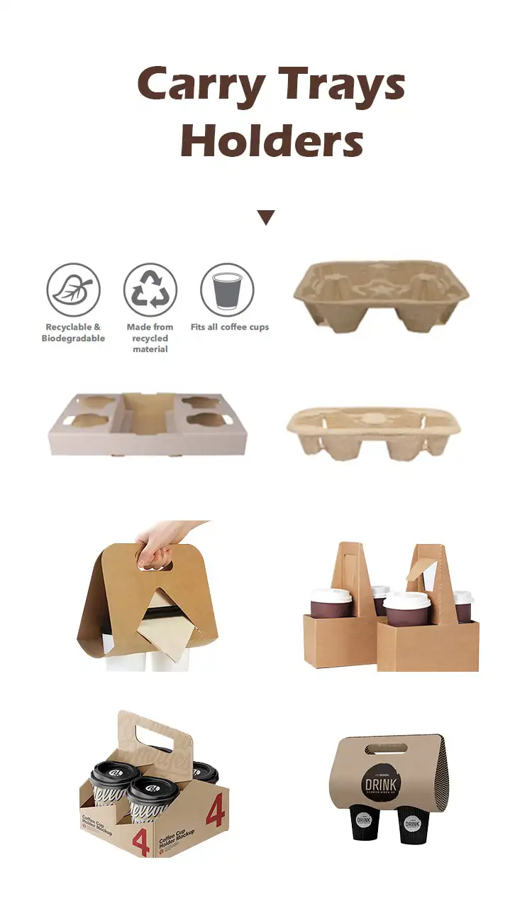 Cup holder black 2 cup drink carriers Disposable E flute paper Take Away coffee to go Corrugated Paper 2 Cup carriers