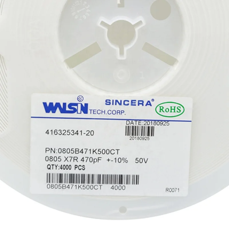 
Original Product MLCC Multilayer Chip 0805 470PF 10% 471k 50V SMD Ceramic Capacitor Chip capacitors 