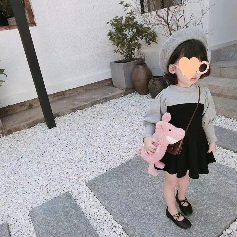 1 year baby beautiful girls trendy black children vintage fall casual a line korean style dresses long sleeve white
