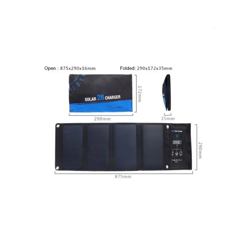Sunpower 28W Folding Solar Panel USB Phone Solar Powered Charger 28W Portable Folding Solar Panel Battery Charger