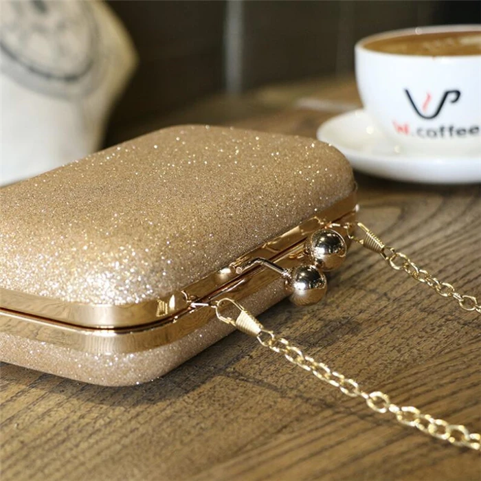 Famous designer gold shining bling clutch purse crossbody ladies pu evening bag purse