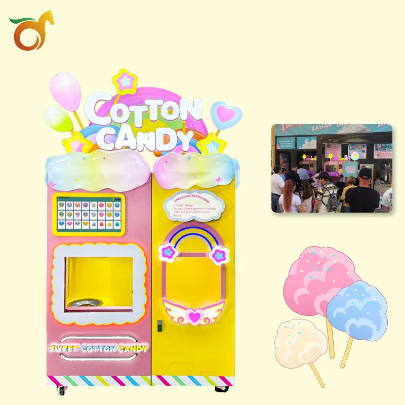 Red Rabbit 2024 Latest Exclusive 4 Layer Flower Shaped Cotton Candy Vending Machine Commercial Source Factory