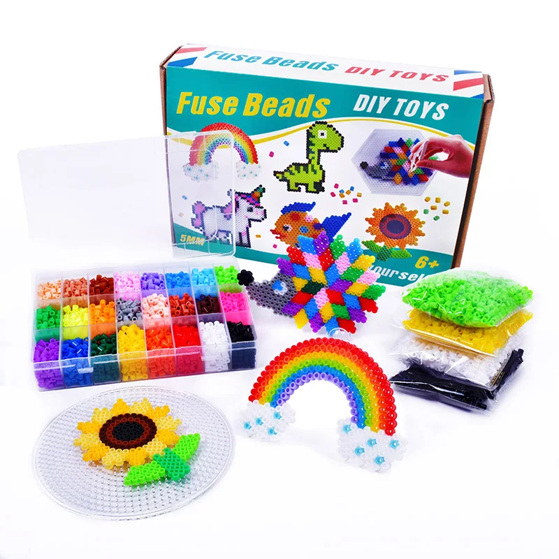 Toowl Custom 5mm 24 Colors DIY Plastic Eva Game Kids Toys Gift School Prize Box Ironing Bead Fuse Perler Hama Beads Kit