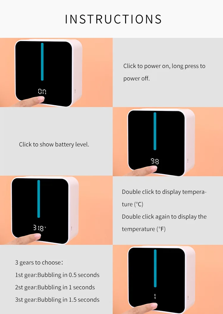 Wall Mount Automatic Foam Soap Dispensers 400ml LED Temperature Display Electric Touchless Bathroom Smart Washing Hand Machine