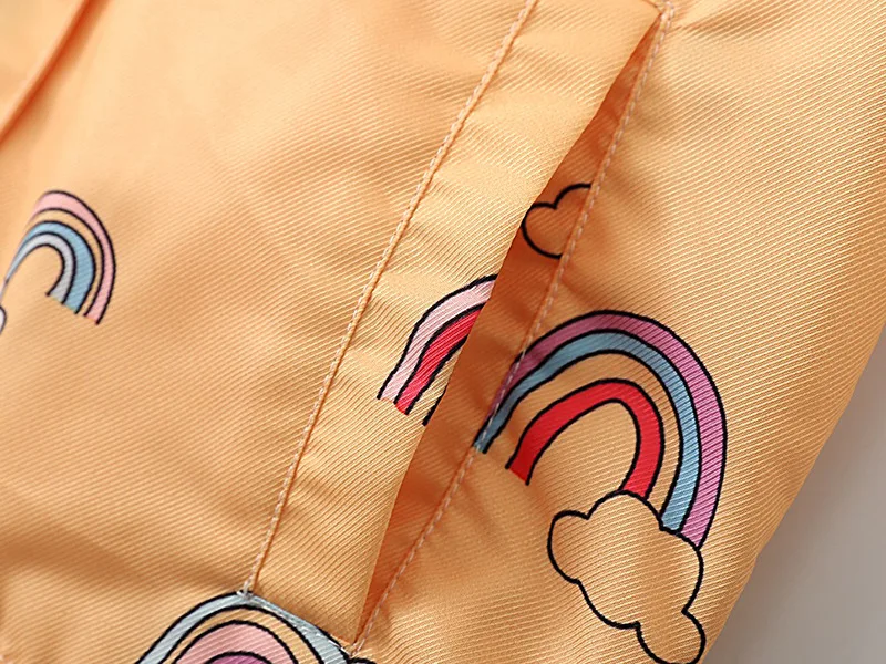 Yellow Winter Newest Kids Rainbow Printing Coats Girls Coats