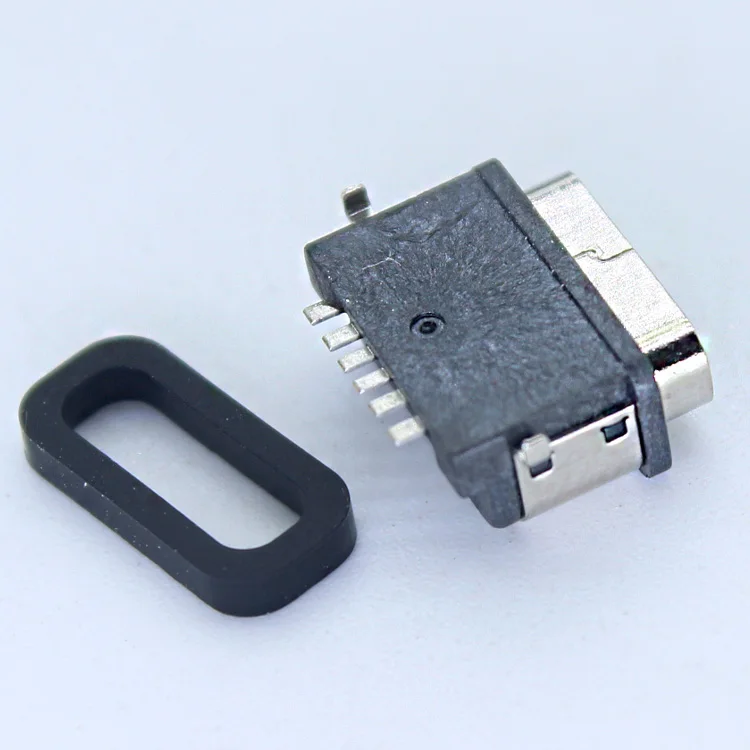 Usb 3.1 Type C Jack A Ip65 Black 6 Pin Sinking Plate PCB 4p 6P 6pin Ip67 Micro Usb Panel Mount Female Waterproof Usb-c Connector