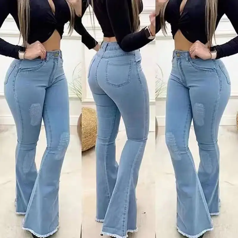Wholesale Plus Size High Quality Breathable Skinny Women Ladies Denim Casual Jeans Pants