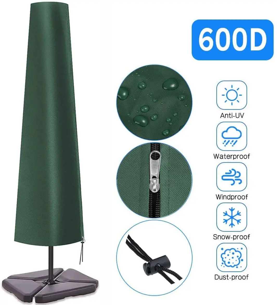 600D Oxford Cloth  PVC Coated Waterproof Dustproof  Outdoor Garden Umbrellas Parasol Cover With Zipper Parasol Cover