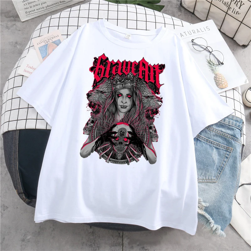 Trendy Clothing Dark Style Gothic Skull Head T Shirt Printed Short-Sleeved Men And Women Hip-Hop Personality T-Shirt