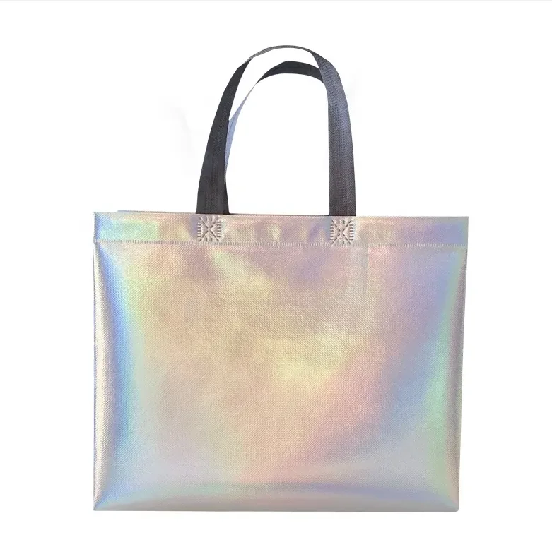 Wholesale Recyclable & Reusable Non-Woven Tote Bags Custom Logo Printed PP Laminated Sealing Handle Clothing Shoe Gift Packaging