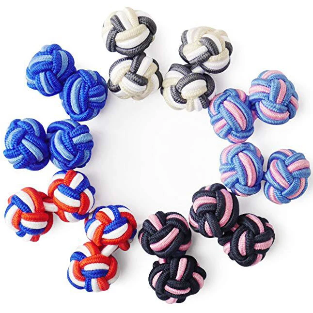 Мужские Запонки с шелковым узлом, темно-синие