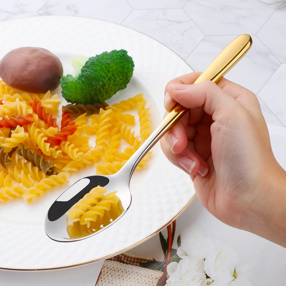 5Pieces Silverware Flatware Cutlery Set in 5 Size Durable Stainless Steel Tableware Spoon Knives Forks with Plastic Handle