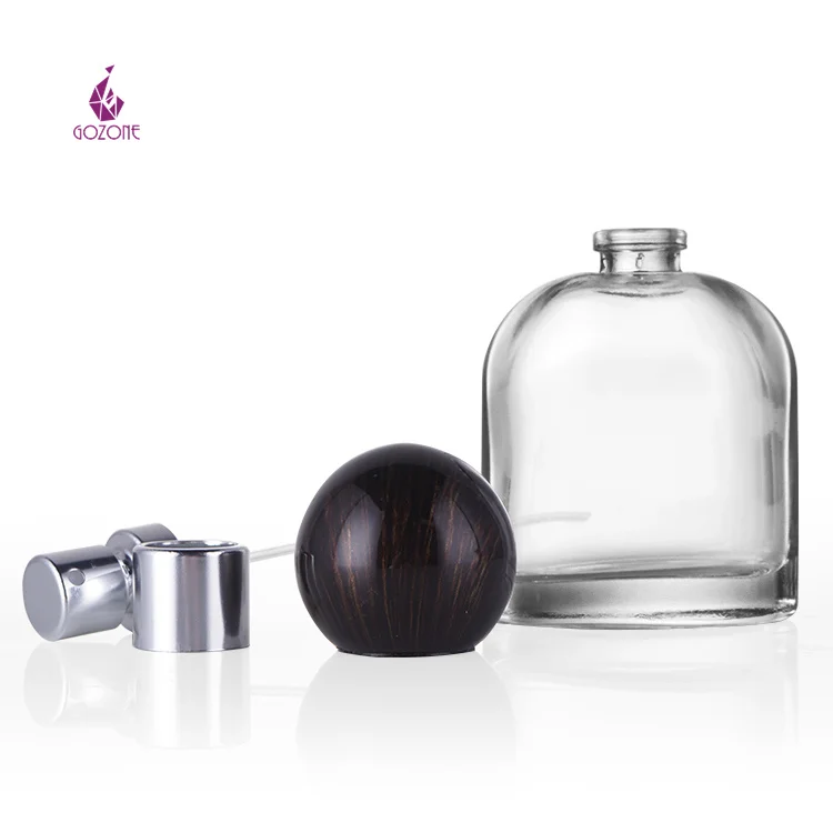 Flat Round 50Ml Small Perfume Glass Bottle With Spray Lid
