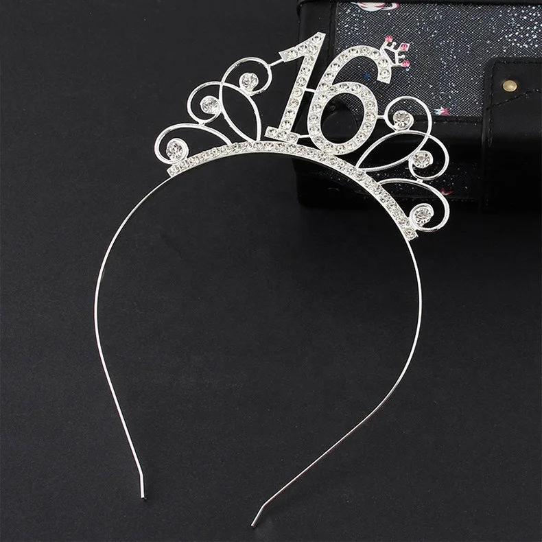 Custom Crown Tiara 30th Birthday Alloy Rhinestone Crown Tiara For 16th 21th Birthday Decorations