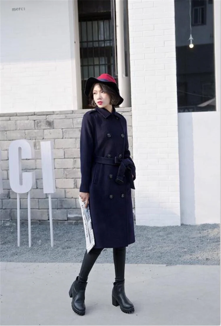 Трендовый Модный женский длинный кашемировый Повседневный тренчкот высокого качества