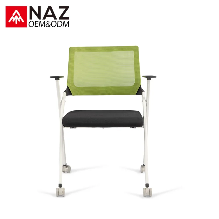
Folding training chair mesh back office meeting room chair with castors 