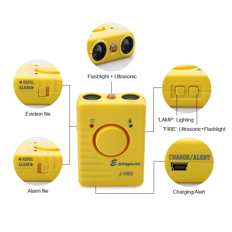 Handheld Multifunctional Self Defense alarm Small and Safe Practical Ultrasonic Dog Repeller Device with USB Interface
