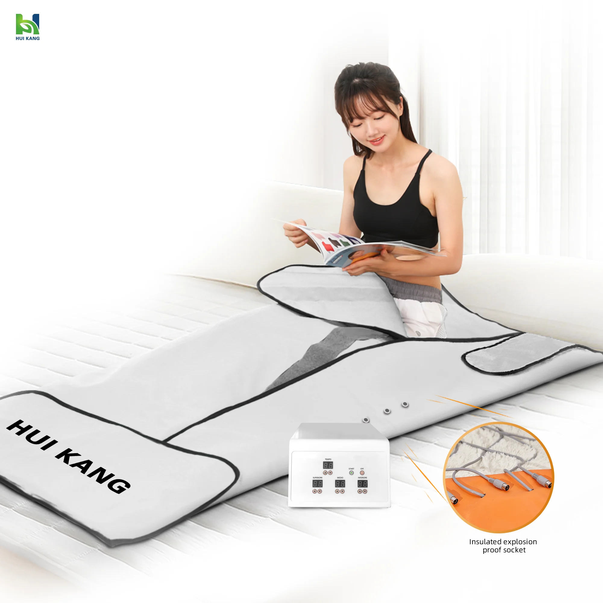 Portable Spa Weight Loss And Detox Carbon Fiber Heating Pu Slimming 3 Zone Far Infrared Sauna Blanket