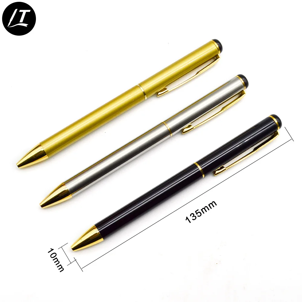 1PCS Metal Signing Pen Stainless Steel Rod Rotating Ballpoint Pen  School Office Supplies Stationery 0.5mm Ballpen