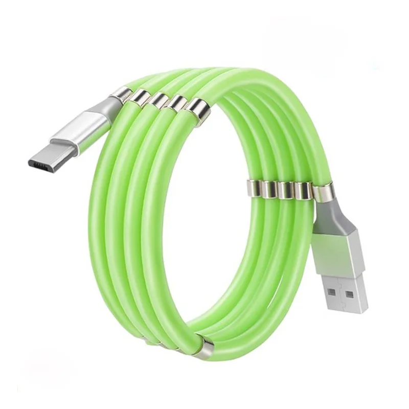 Self Winding Magnetic Fast Charging Cable Charger Data Cable with Magnet for USB Type C Micro Lightning cables
