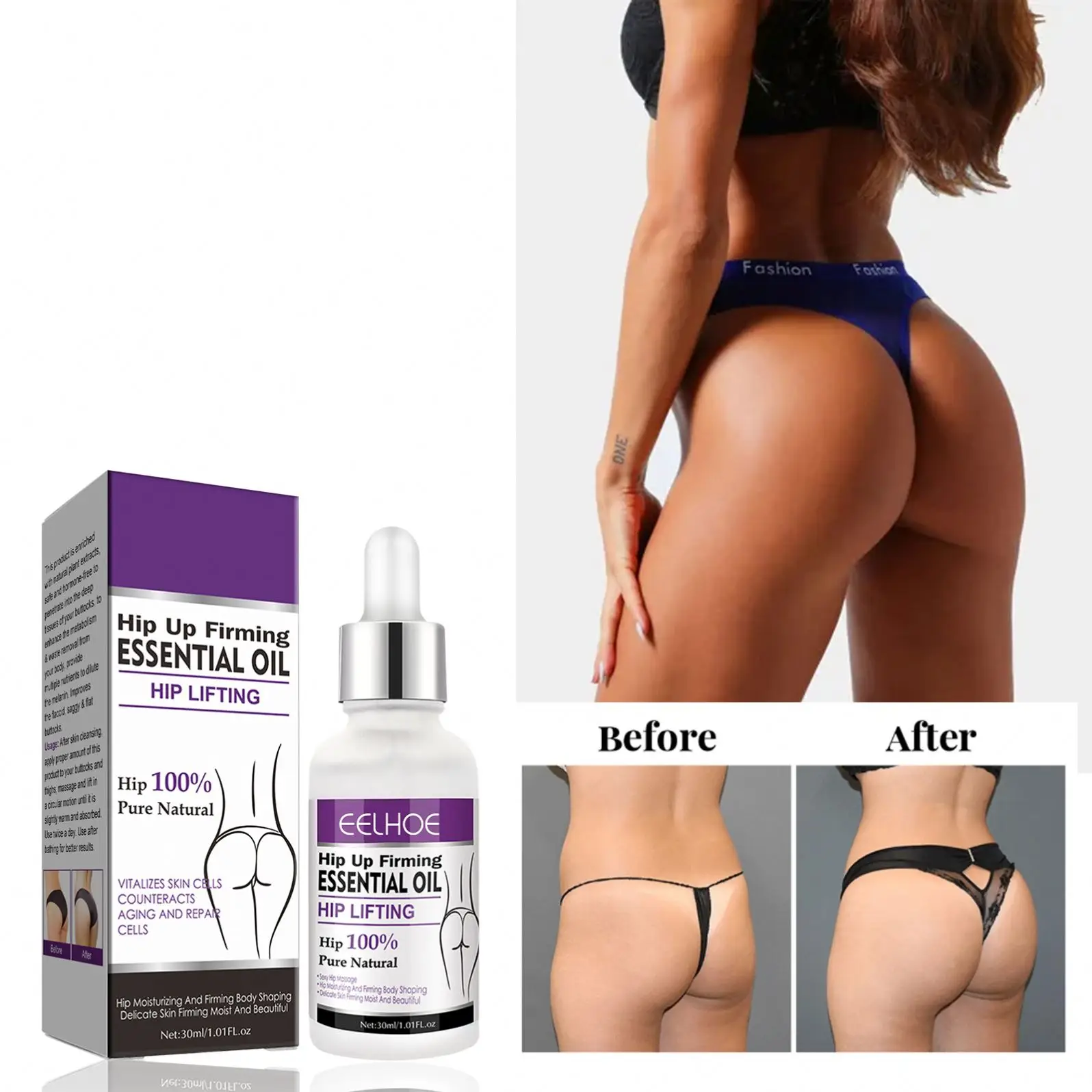EELHOE NEW 30ml Ladies Butt Lifting Massage Oil Buttocks Plump Lifting Moisturizing Oil