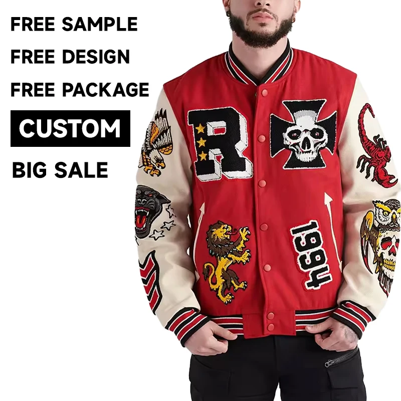 Hot Selling Custom Cool Style Casual Coat Baseball Bomber Leatherman Varsity Jackets For Men