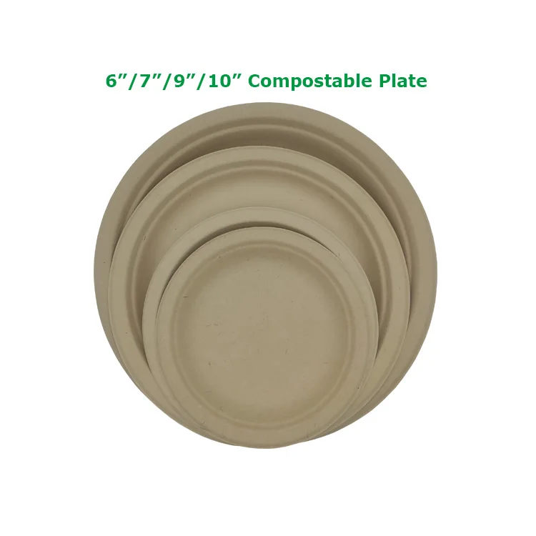 Eco friendly compostable disposable  restaurant bamboo 9 inch dinner paper plate