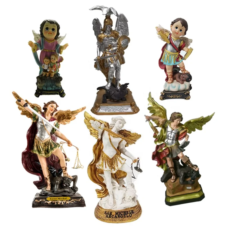 Custom Catholic religious statue resin Christian Michael Archangel statue Saint Miguel sculpture church decoration