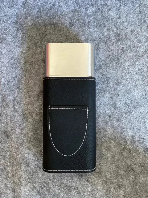stainless steel laserable custom engraved leather cigar case holder
