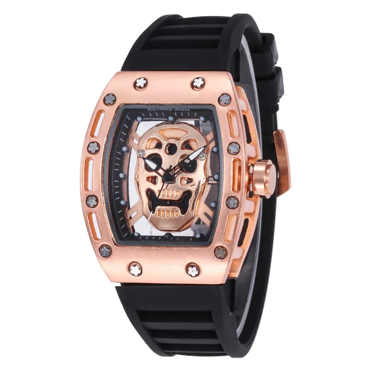 2021 New Men Person Cranial head Watches Rectangle Dial Skull Face Men Watch Wrist Watches