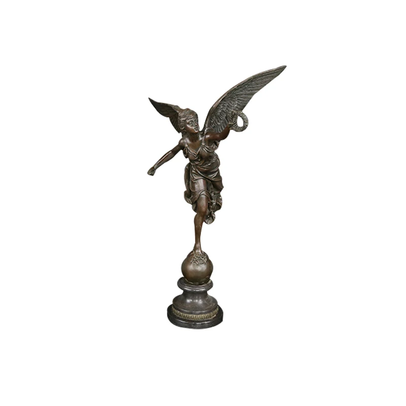 Modern garden decorative religious Custom life size bronze winged angel statue sculpture