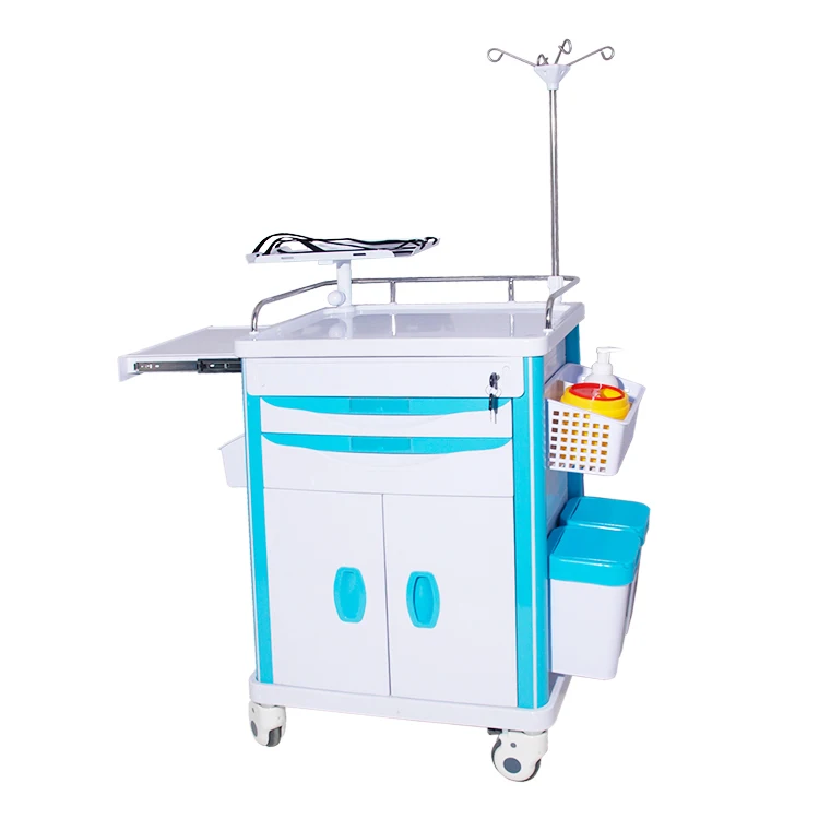 Цена производителя для медицинских тележек для использования в больницах, тележка для чрезвычайных ситуаций, тележка для больниц из АБС-пластика для чрезвычайных ситуаций на продажу