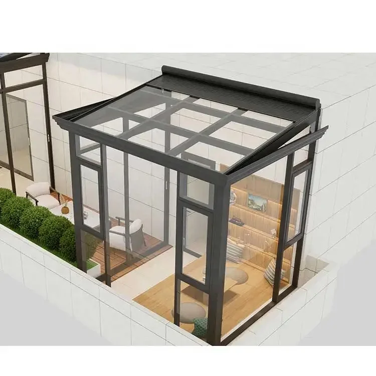 China Supplier Aluminum Glass Sunroom House Energy Saving 4 Season Solarium Outside