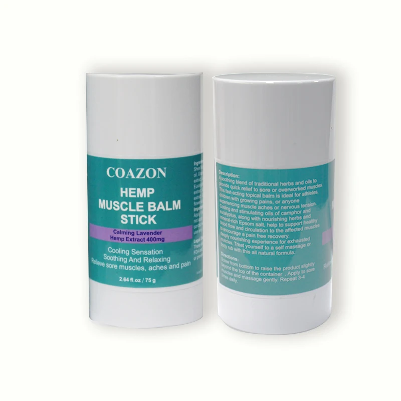 Private label OEM Non-Greasy & Fast Acting Premium Hemp oil Muscle Balm Stick for Long Lasting skin Soothing Pain Relief Gel