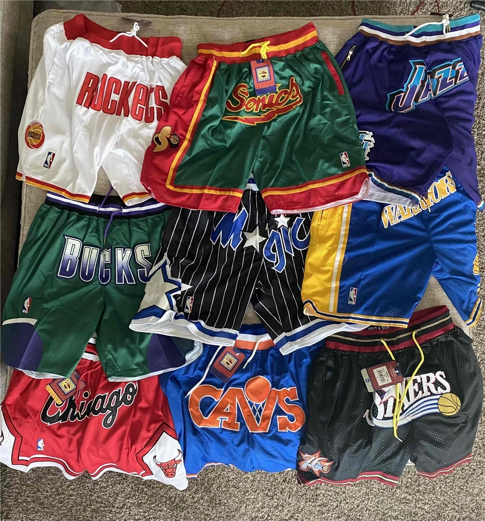 2022 New US America Men Breathable Vintage NBAA Pocket Just don Basketball Shorts