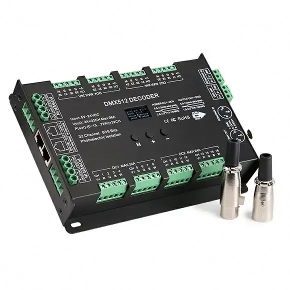Качество DMX512 декодер постоянного напряжения 32CH множественные Каналы передачи 1990 сигнала приложения в сигнал PWM 3A