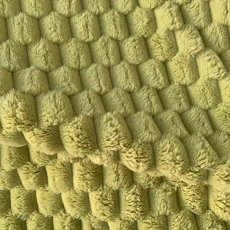 Green Color Dimensional Polyester Knitted Blanket Clothing Fabric